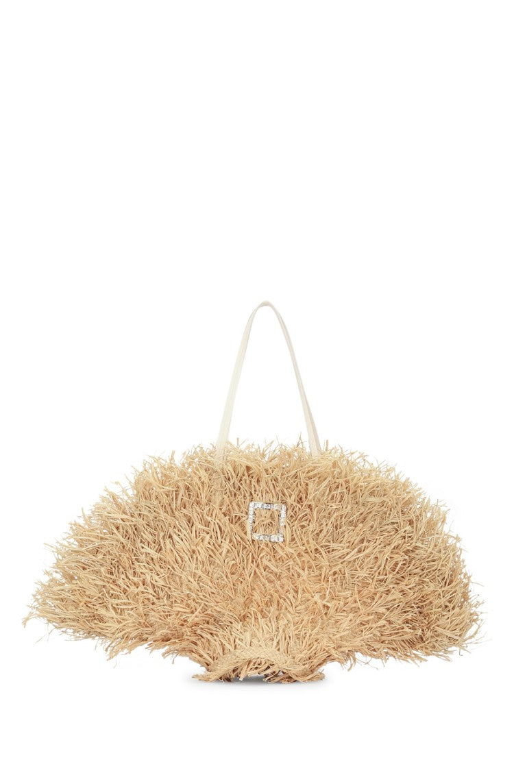 Roger Vivier Textured Straw Design Tote Bag With Metallic Accent