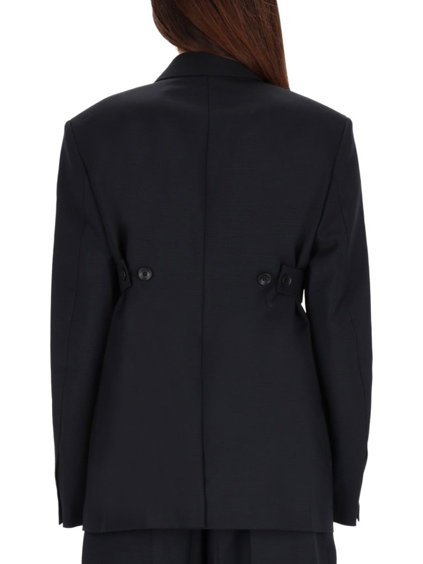 Alexander Wang Black Oversized Wool-Blend Three-Button Blazer