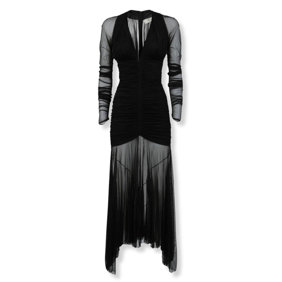 Blumarine Fitted Evening Dress With Semi-Transparent Draped Inserts