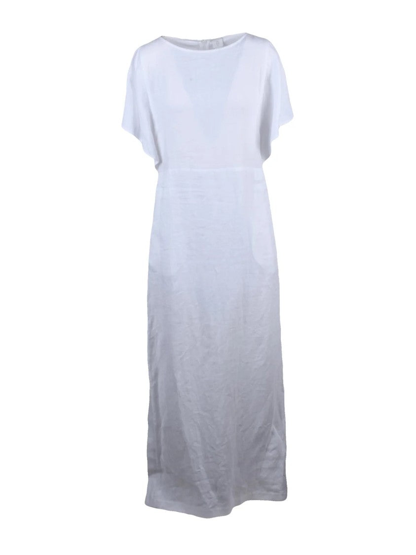 Eleventy White Long Linen Dress
