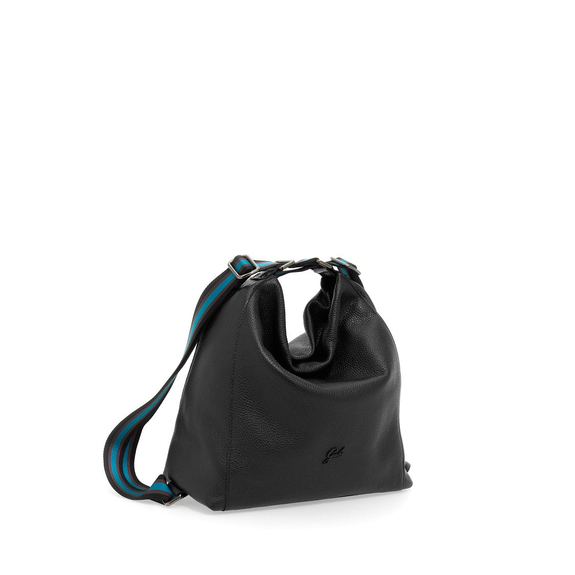 Gabs Textured Leather Shoulder Bag With Turquoise Accents