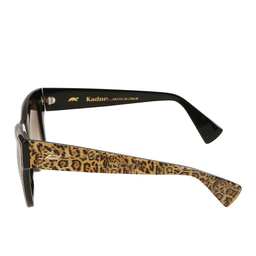 Kador Charm Rectangular Leopard Print Sunglasses With Gradient Brown Lenses