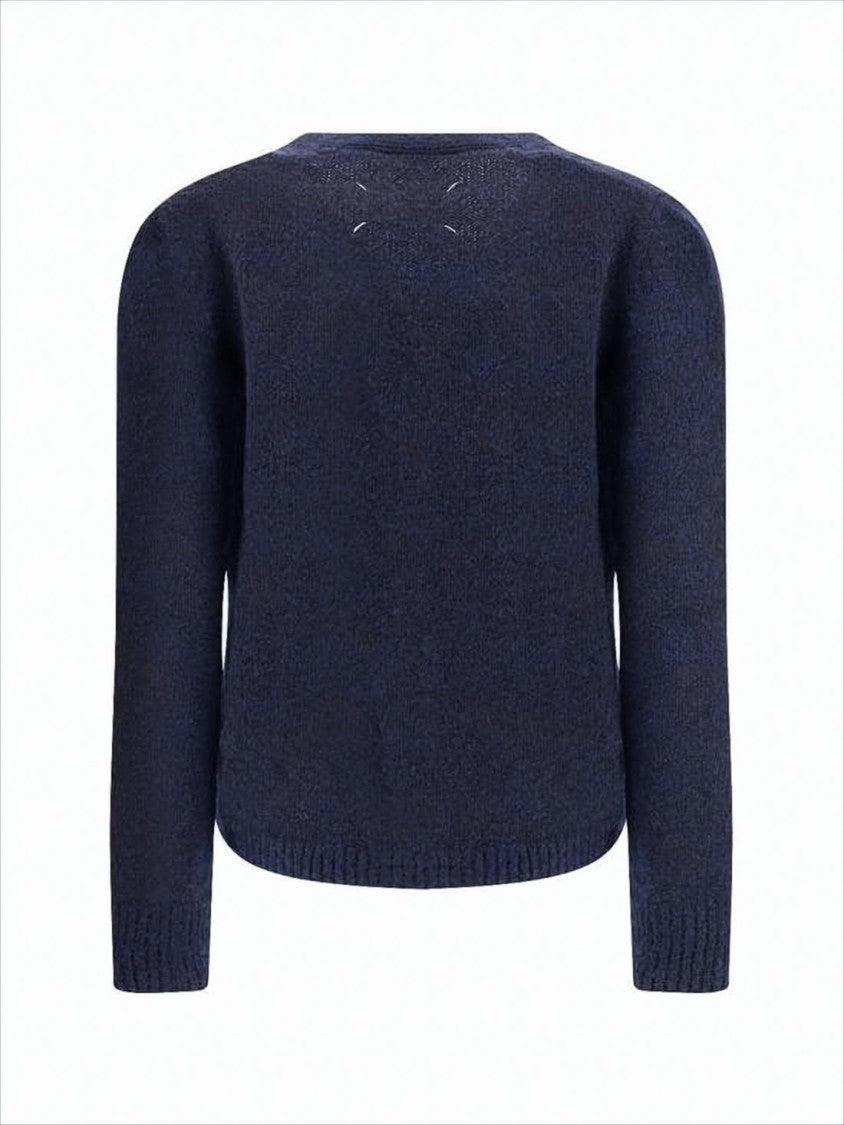 Maison Margiela Cropped Deep V-Neck Cardigan With Textured Knit