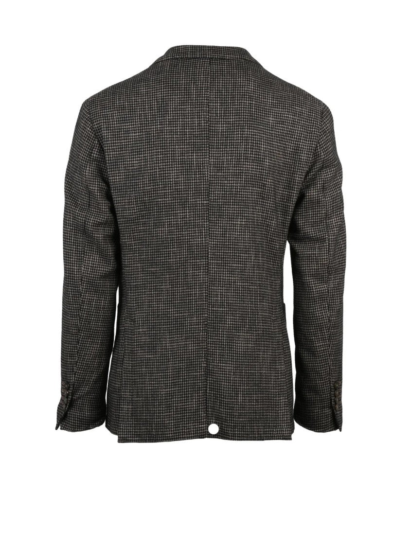 L.B.M. 1911 Textured Checkered Tailored Blazer With Notch Lapel