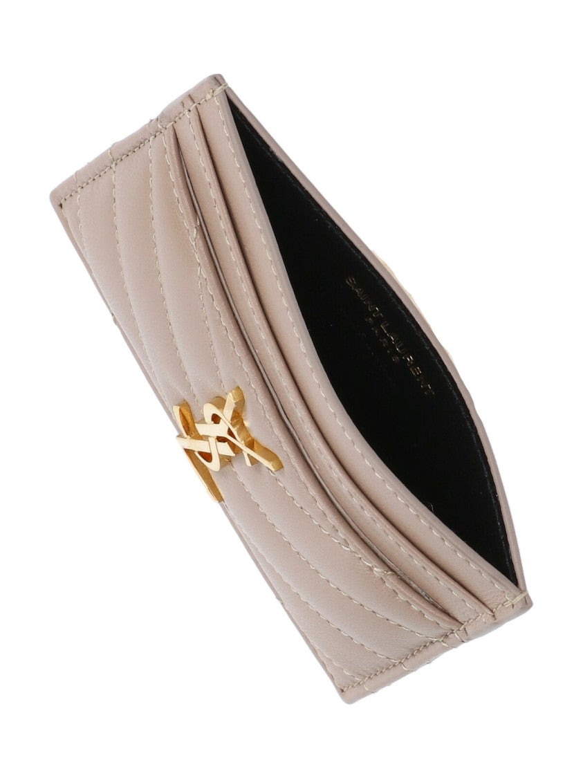 Saint Laurent Quilted Pink Wallet With Ysl Logo