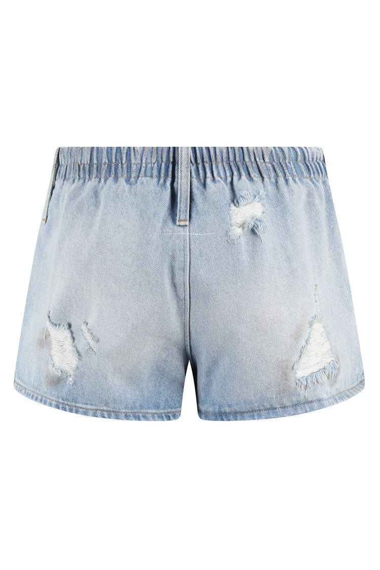 Mm6 By Maison Margiela Vintage-Inspired Distressed Denim Shorts