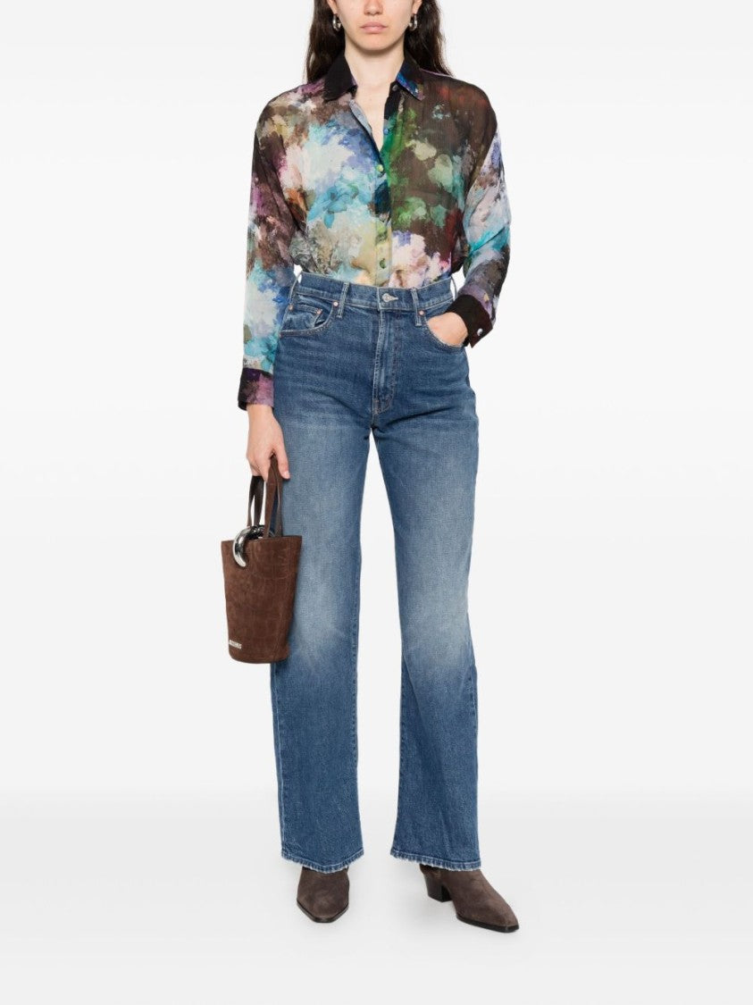 Mother Mid-Rise Straight-Leg Jeans With Distinctive Stitched Detailing