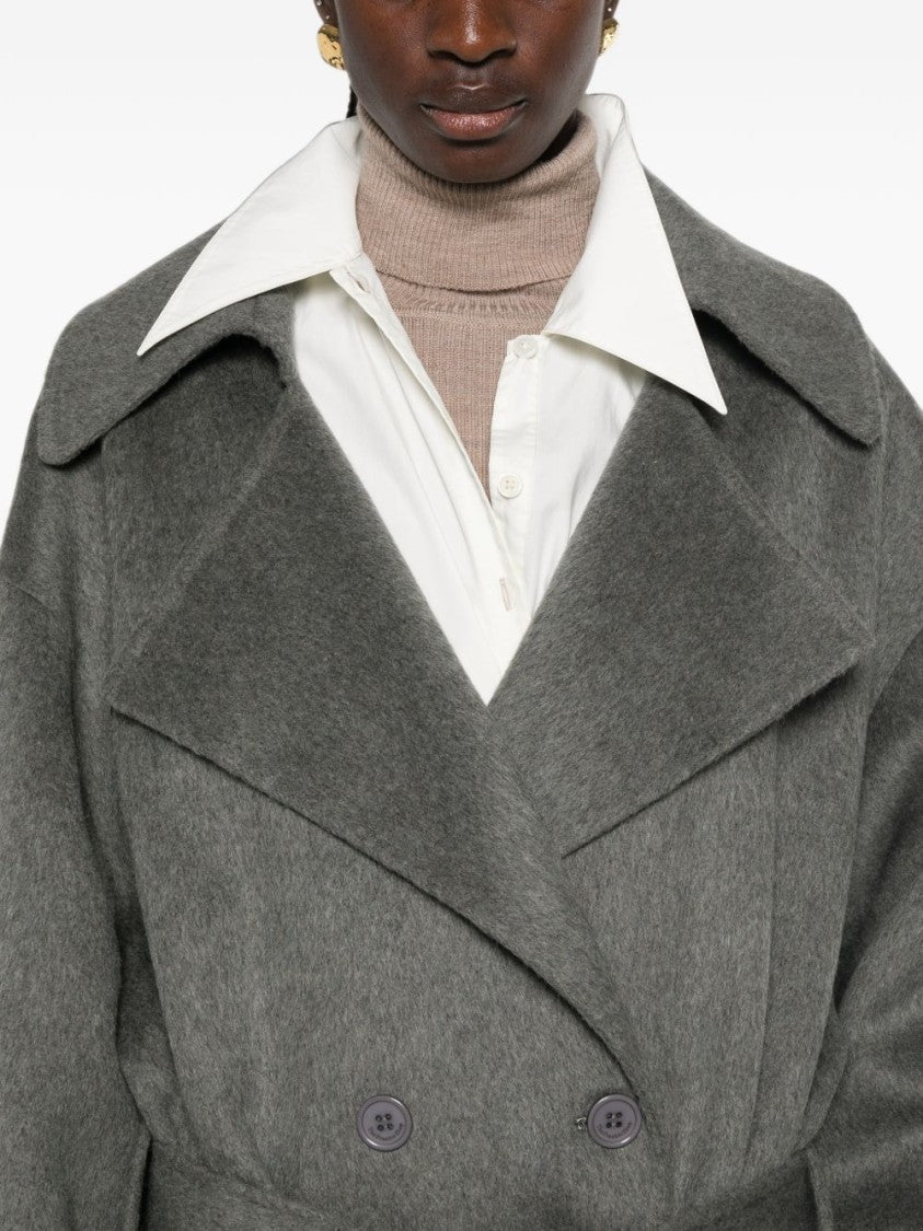 The Frankie Shop Double-Breasted Oversized Belted Coat
