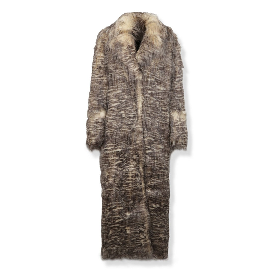 Entire Studios Long Textured Fur Coat With Wide Lapel