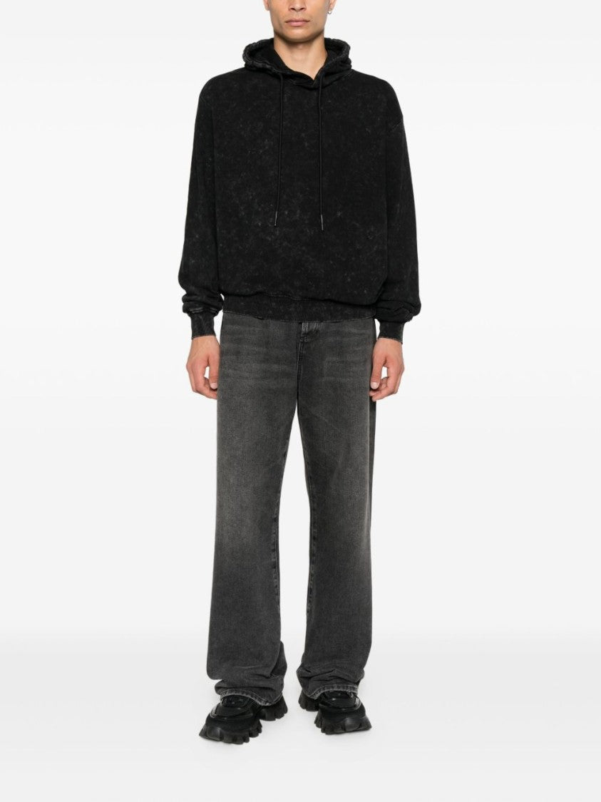 John Richmond Textured Black Hooded Sweatshirt