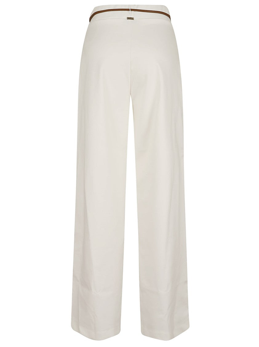 Herno Wide-Leg Trousers With Leather Drawstring Belt And Fluid Cut