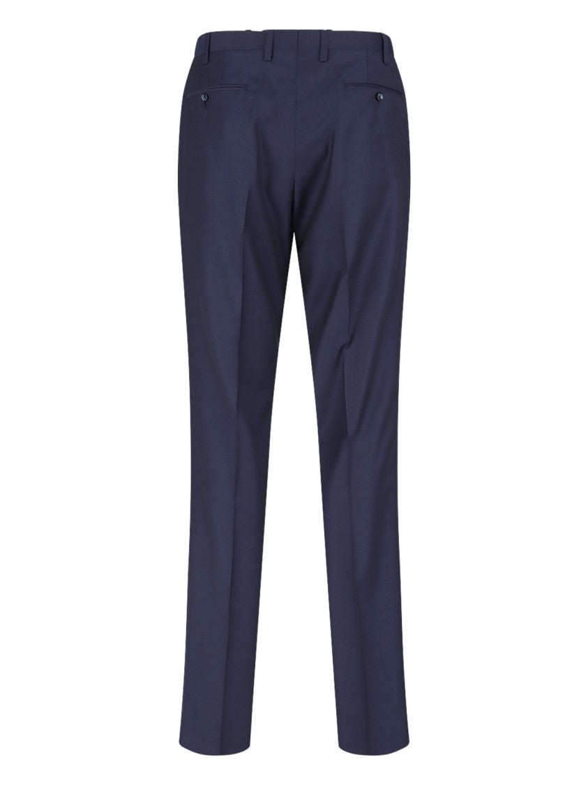 Kiton Navy Double-Breasted Peaked Lapel Wool Suit