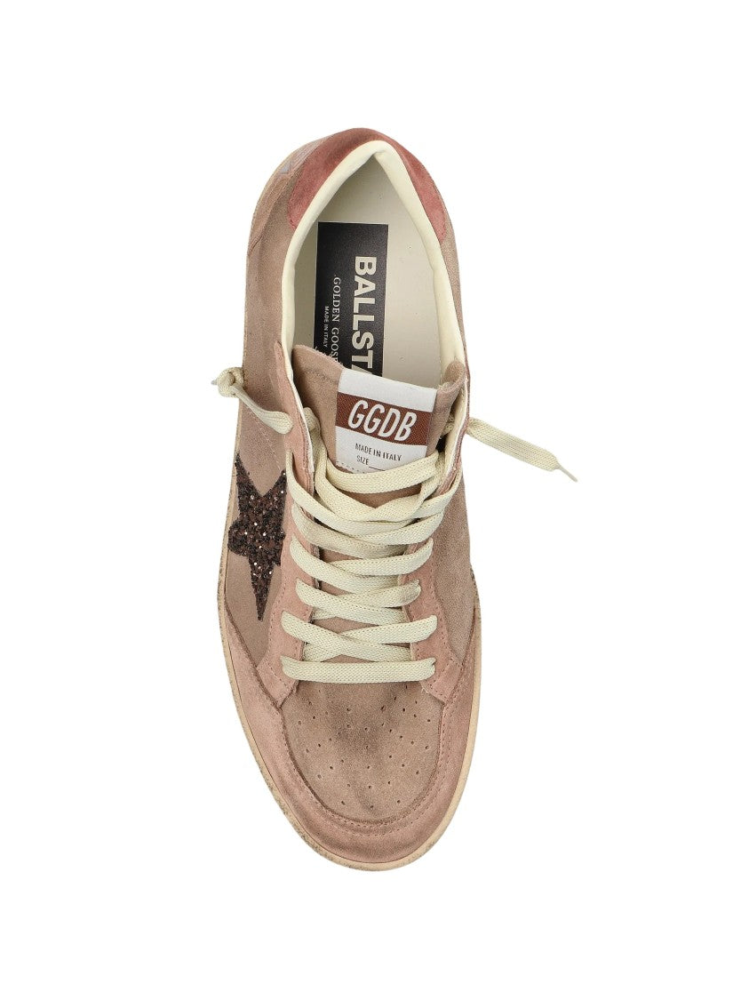Golden Goose Paneled Brown Calf Leather Sneakers With Sequined Star