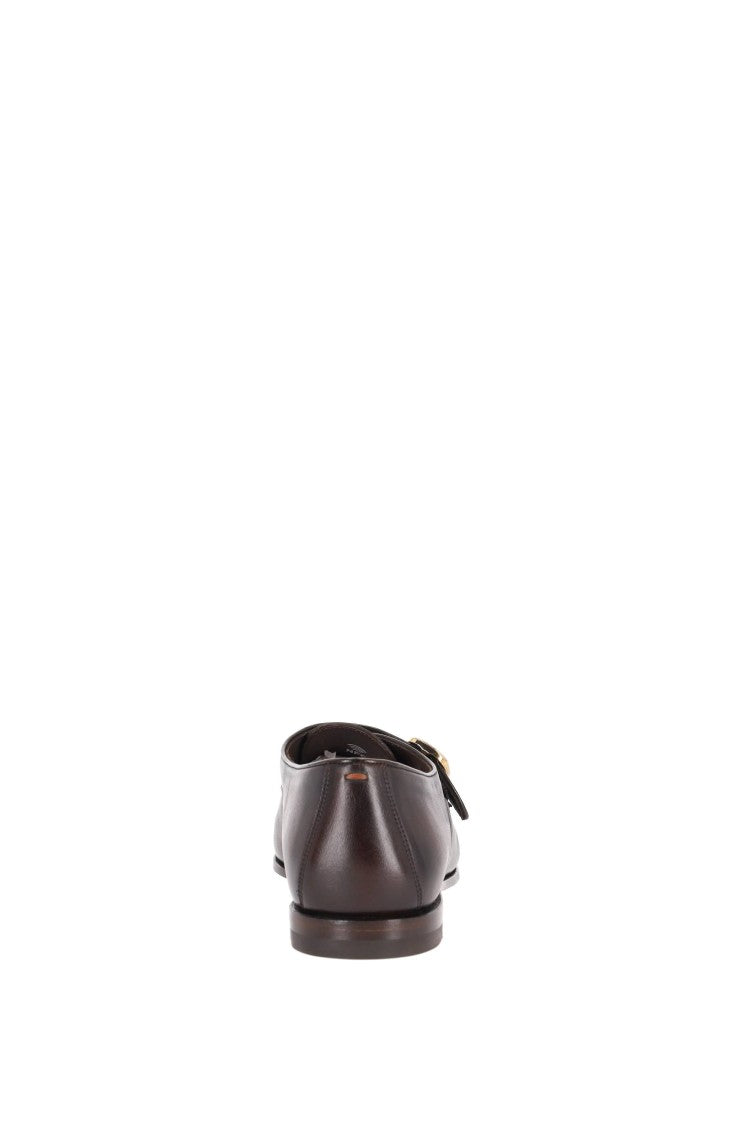 Santoni Oak Brown Carlo Patina Leather Loafers