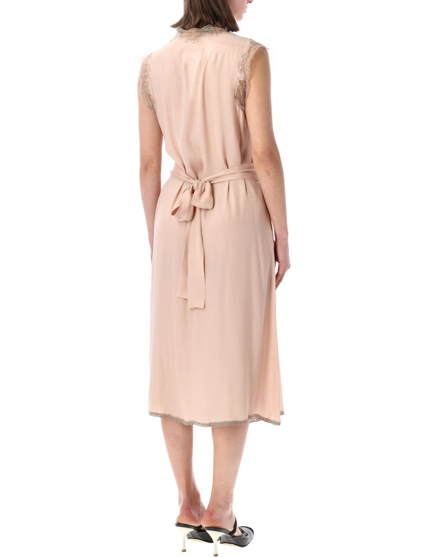 Maison Margiela Four Stitches Lace Trim Silk Midi