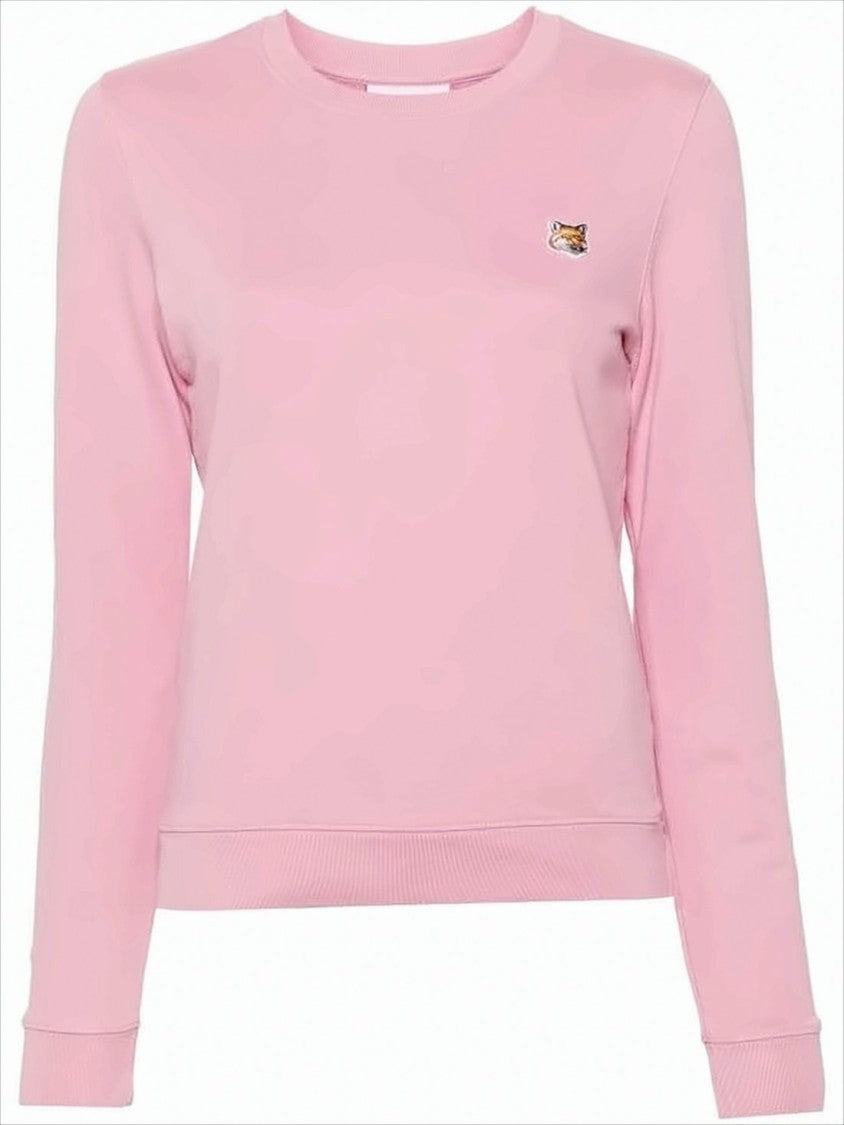 Maison Kitsuné Long-Sleeved Crewneck Top With Relaxed Fit And Embroidered Detail