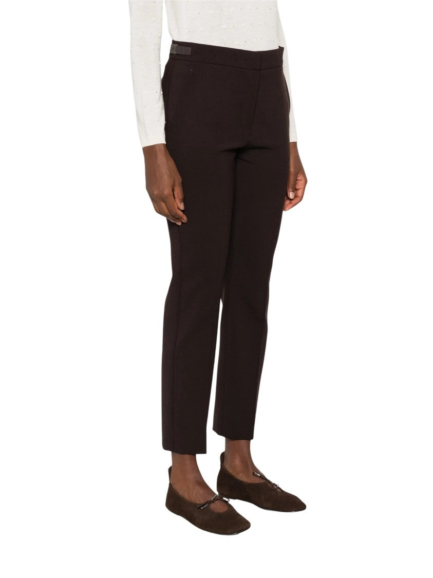 Max Mara Straight-Leg Tailored Pants With Cropped Length And Decorative Buckle