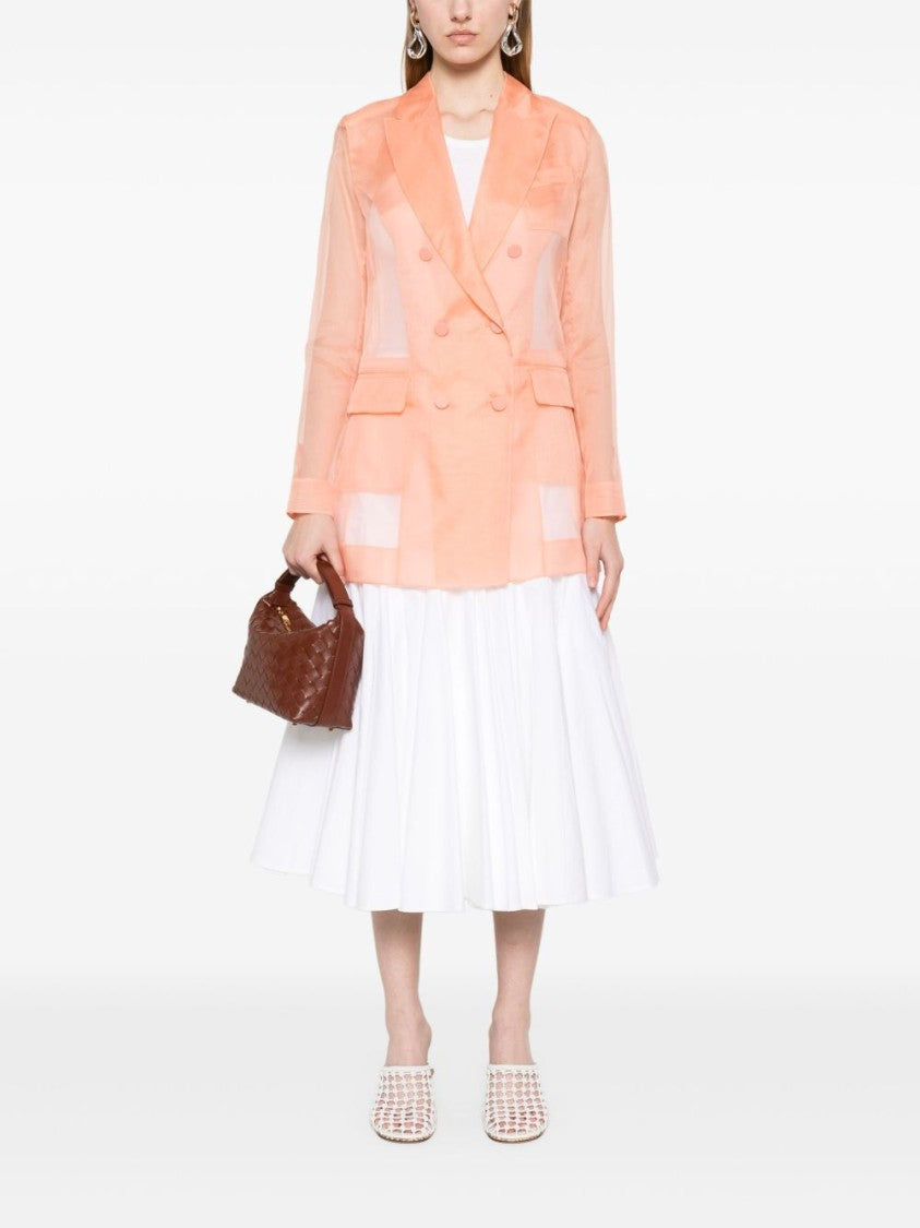 Max Mara Double-Breasted Coral Pink Jacket With Tailored Silhouette