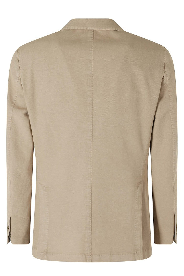 Santaniello Beige Ice Cotton Gabardine Single-Breasted Jacket