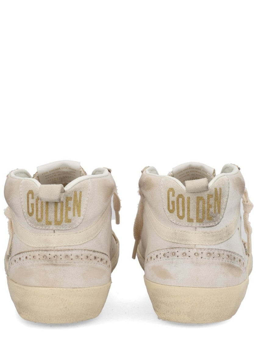 Golden Goose Mid Star Beige Leather Sneakers