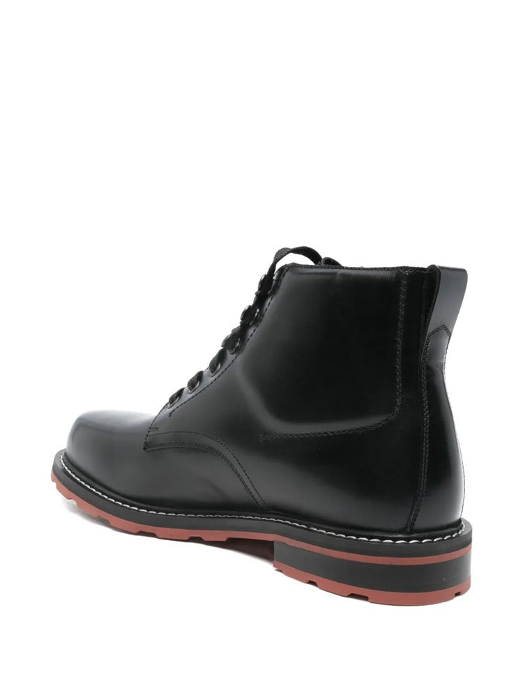 Bally Black Minimalist Lace-Up Leather Ankle Boots
