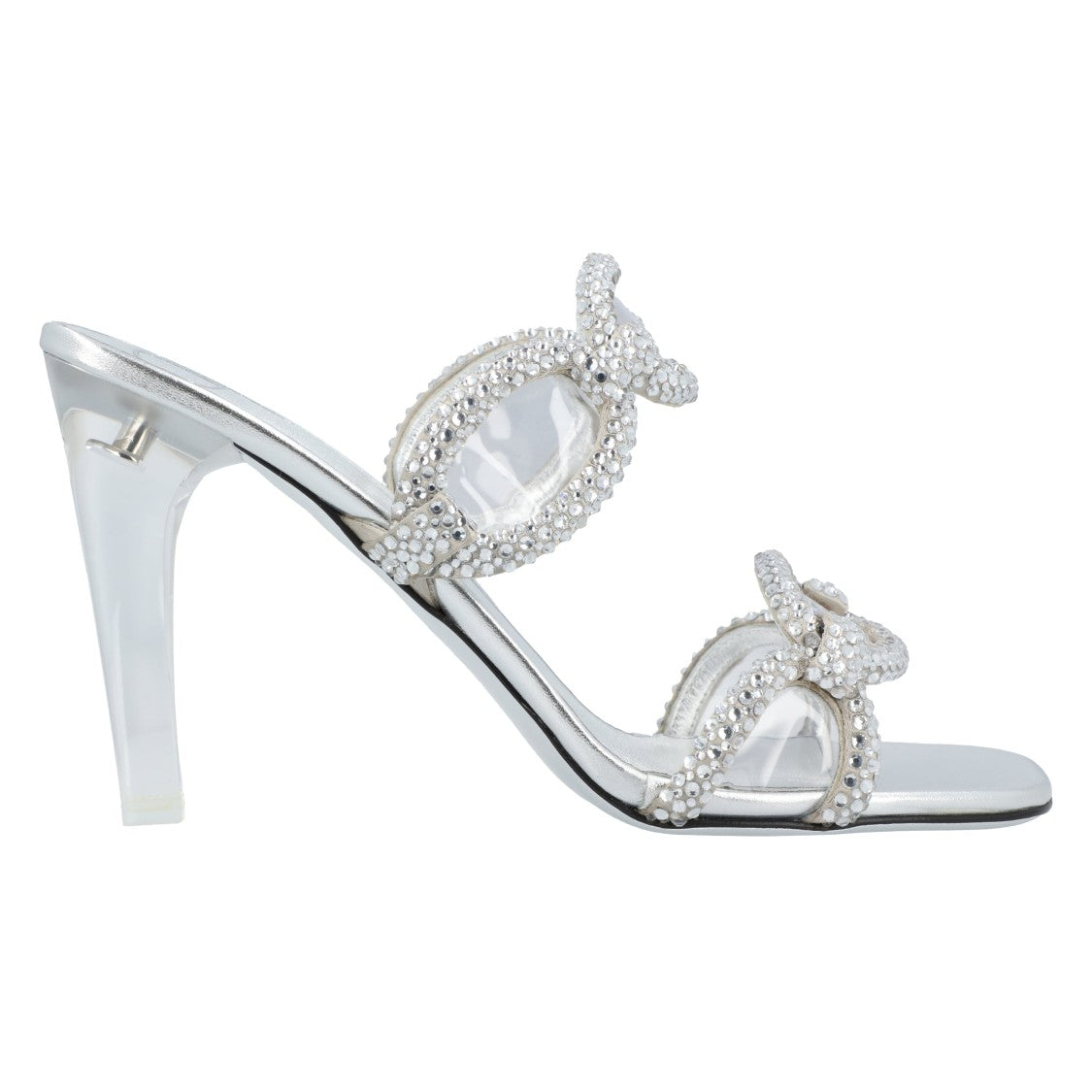 Valentino Chain 1967 Slide Sandals Silver