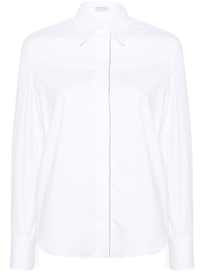 Brunello Cucinelli White Stretch Poplin Shirt