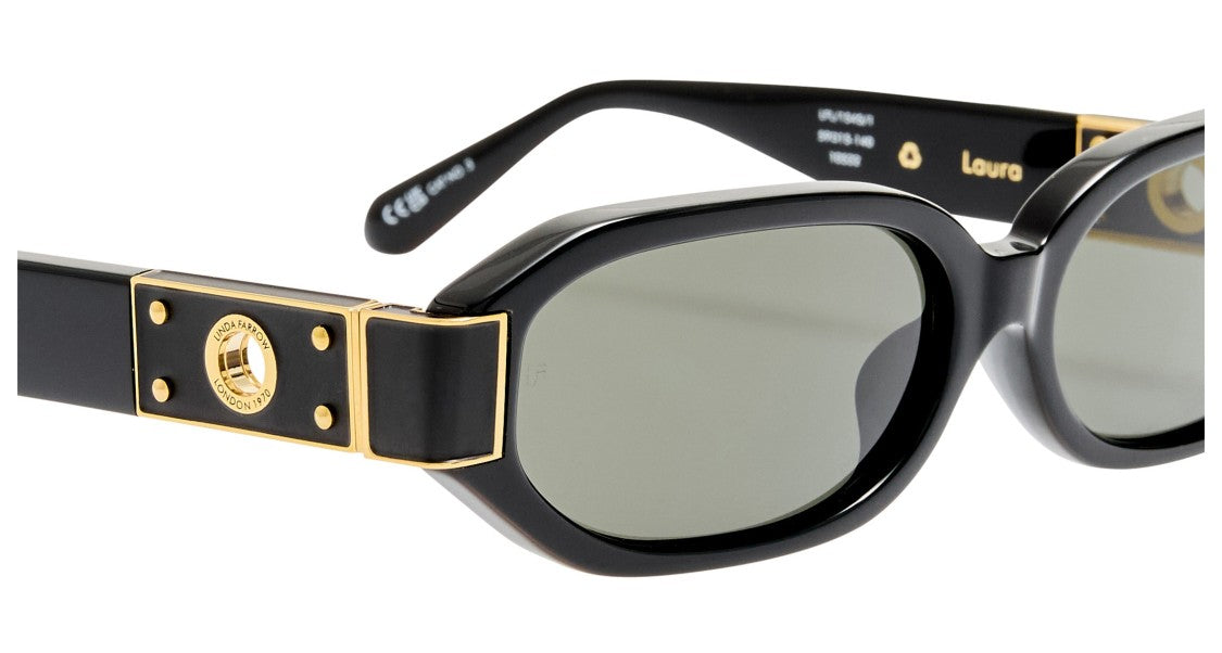 Linda Farrow Lfl Oversized Square-Frame Sunglasses With Gold Accents