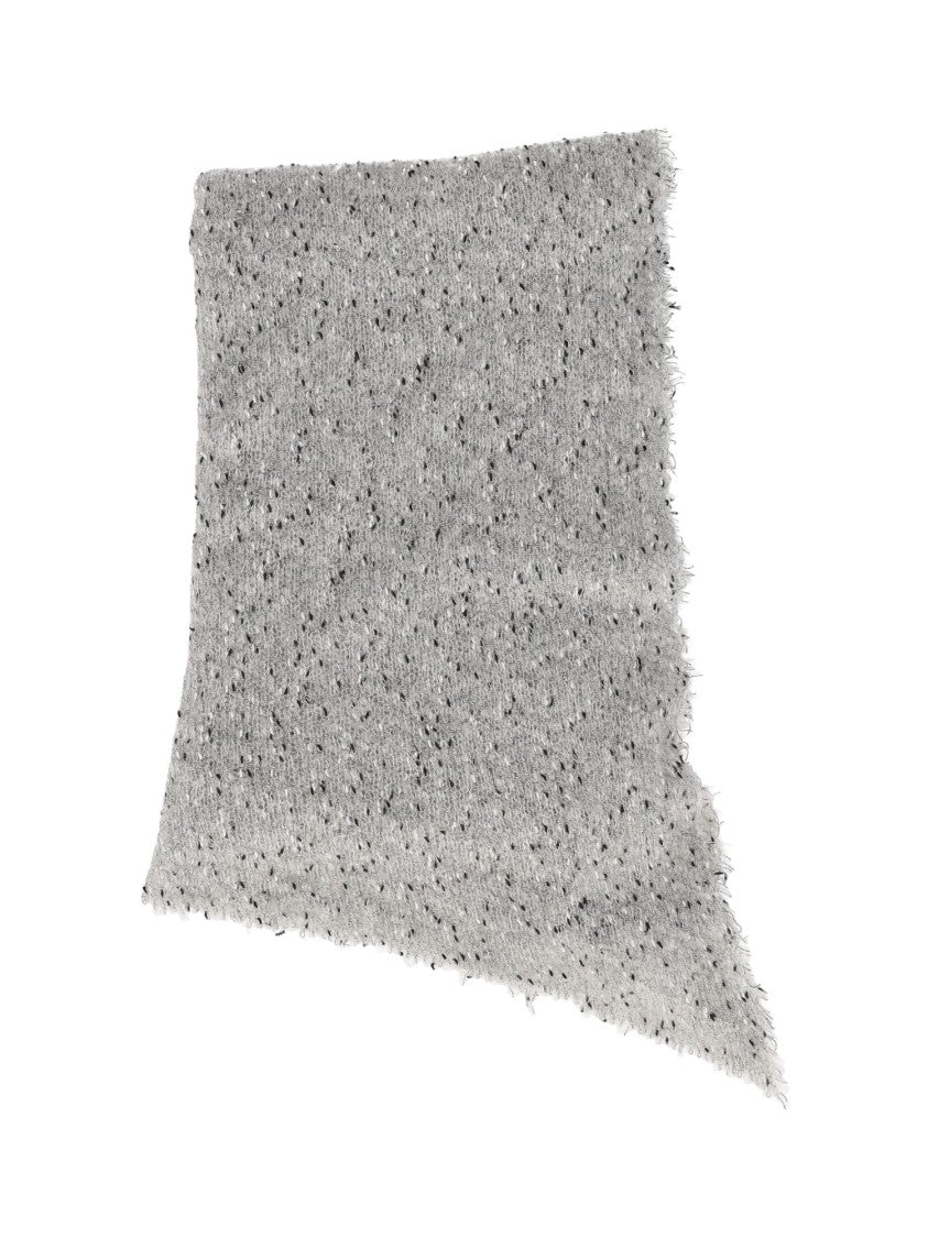 Faliero Sarti Textured Light Grey Scarf With Fringed Edges