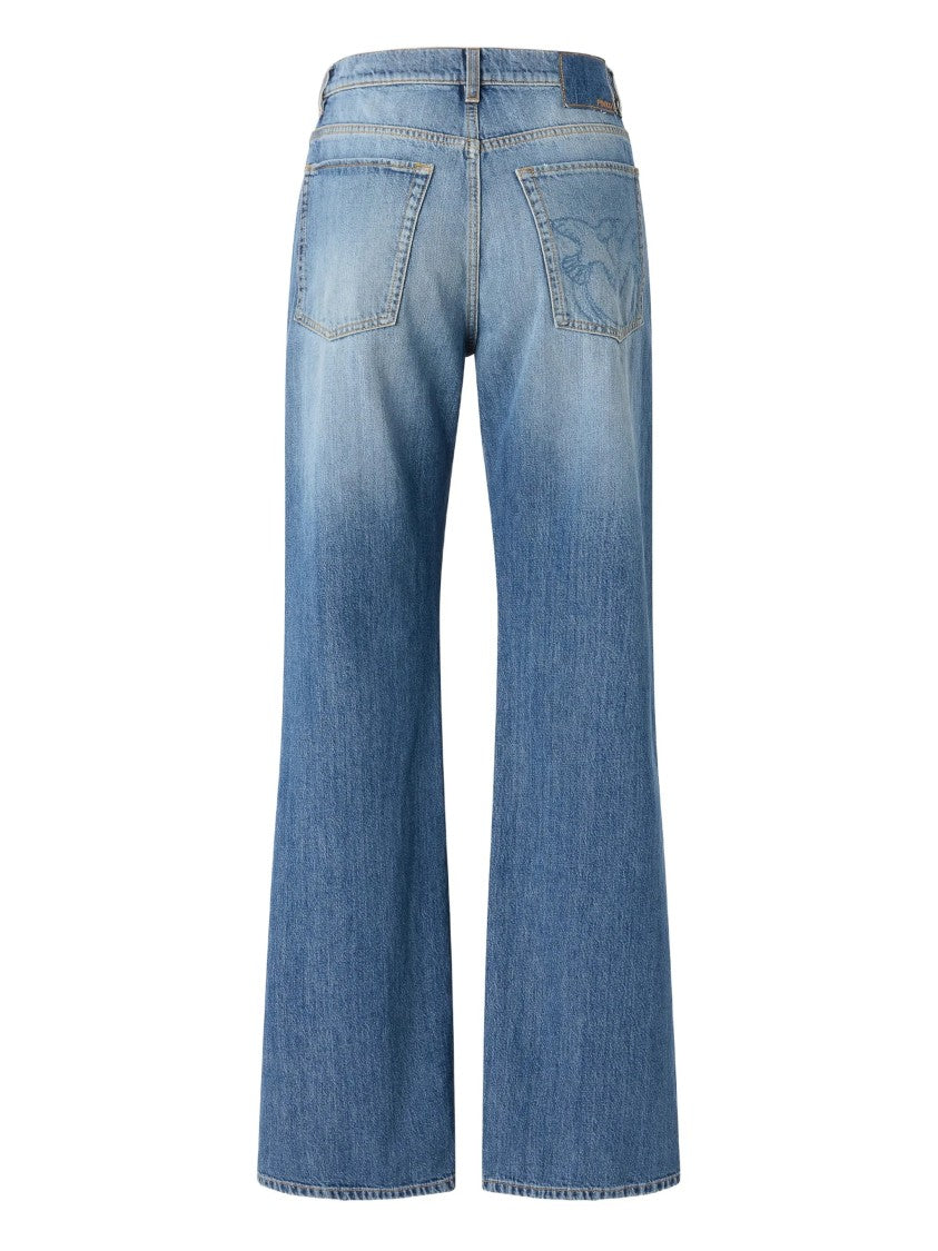 Pinko Faded Blue Wanda High-Waist Wide-Leg Jeans