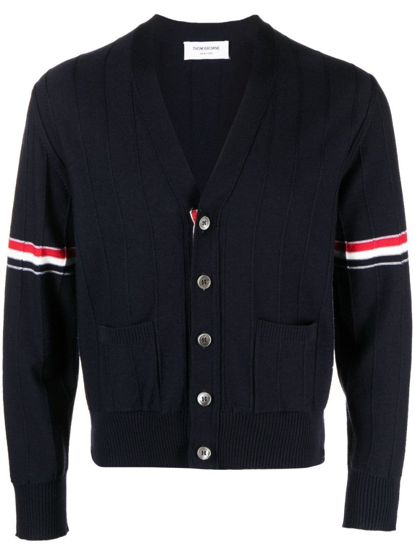 Thom Browne Stripe V-Neck Cardigan