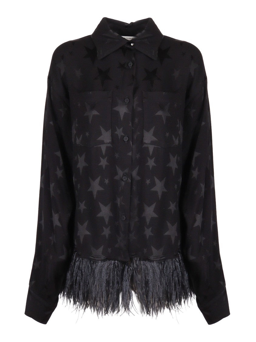 Shirt A Porter Feather Trim Star Pattern Shirt
