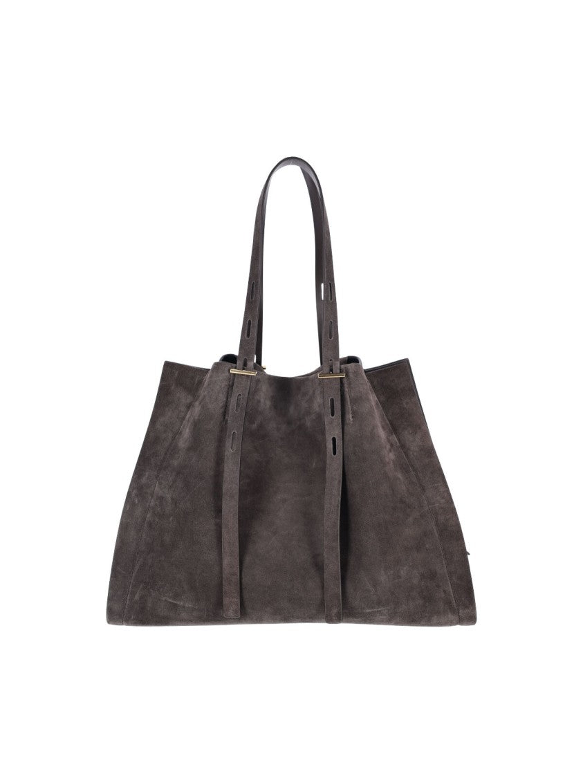 Minobossi Brown Paula Calfskin Suede Double-Handle Handbag