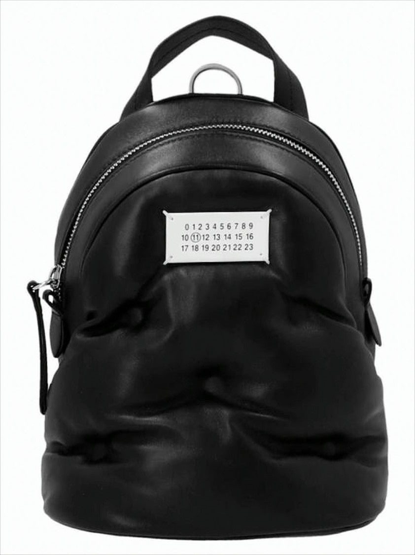 Maison Margiela Compact Napa Leather Backpack With Silver Chain Detail