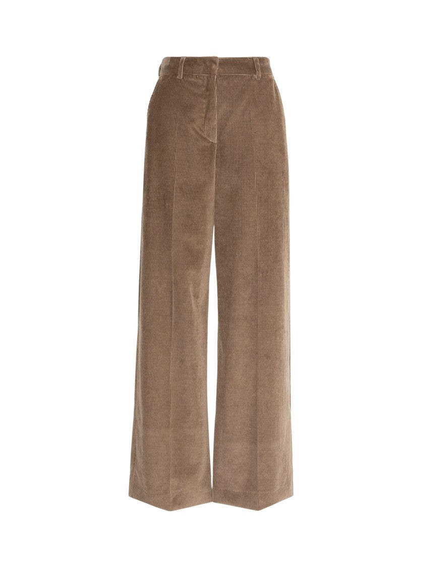 Weekend Wkdtania Brown Cotton Corduroy Wide-Leg Pants