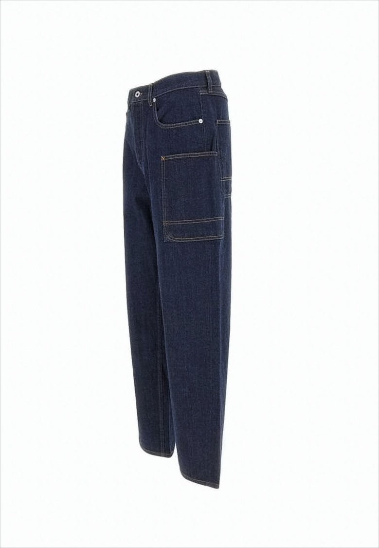 Kenzo Wide-Leg Cotton Denim Pants With Utility Pockets