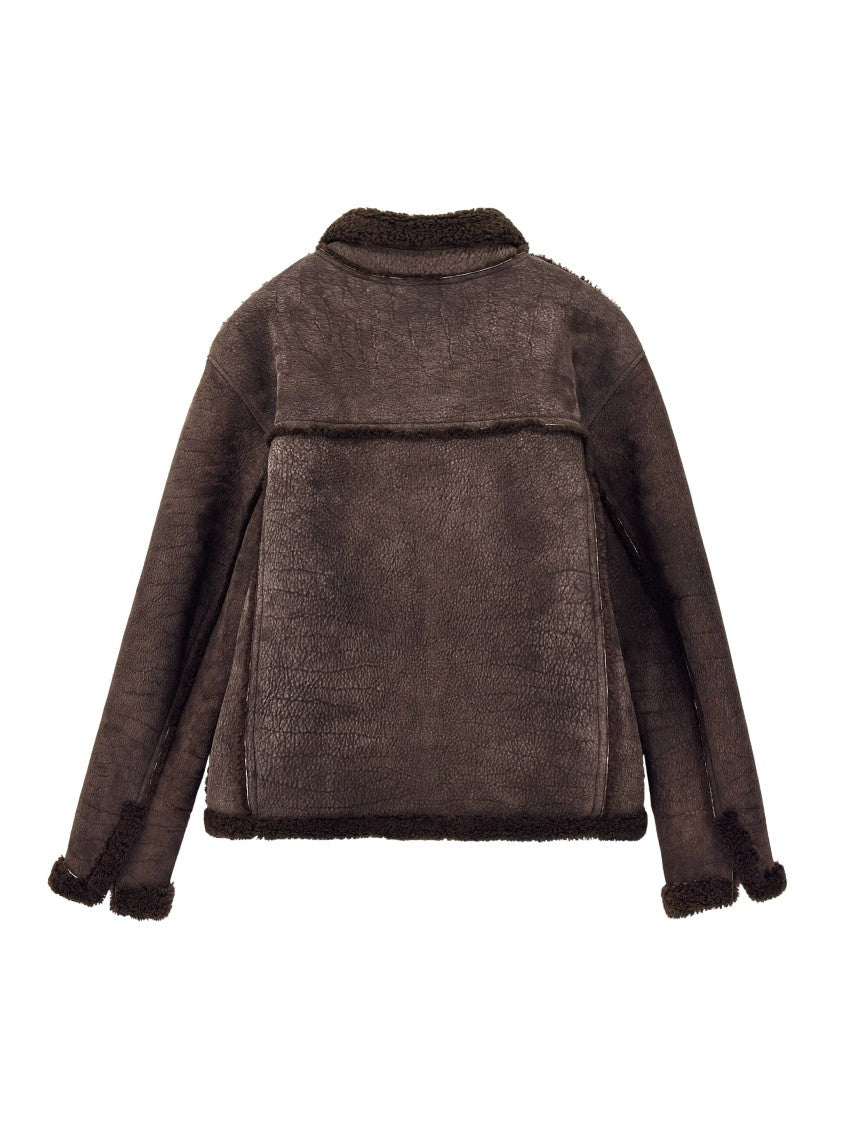 Giorgio Armani Shearling-Lined Dark Brown Jacket