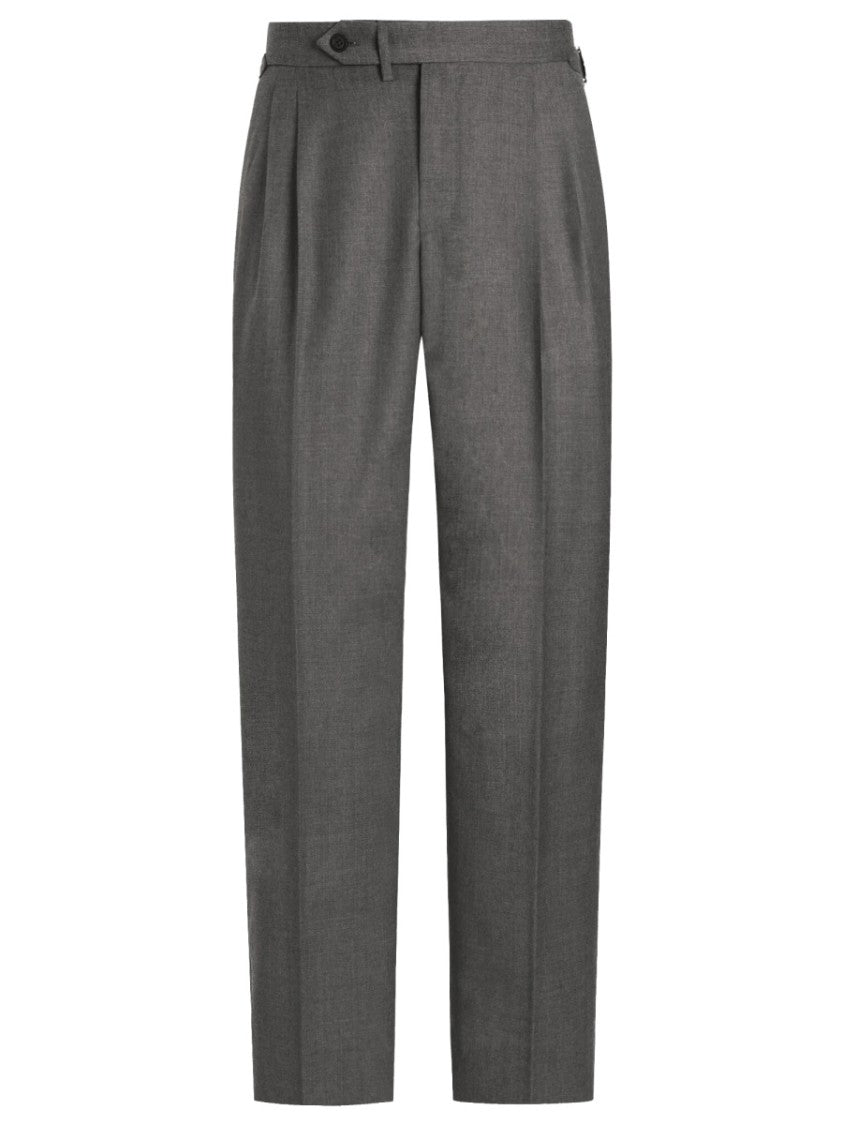 Dolce & Gabbana Neutrals Tailored Straight Leg Pleated Wool Pants
