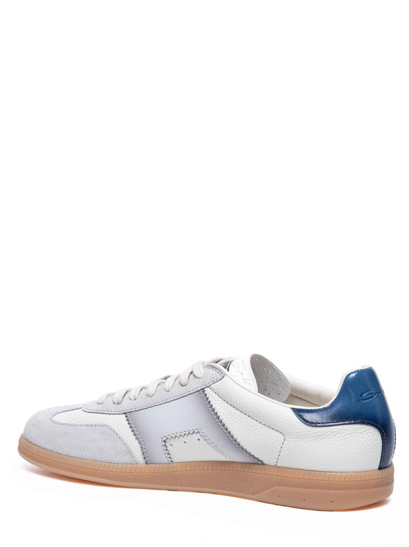 Santoni Leather And Suede Sneakers With Accents