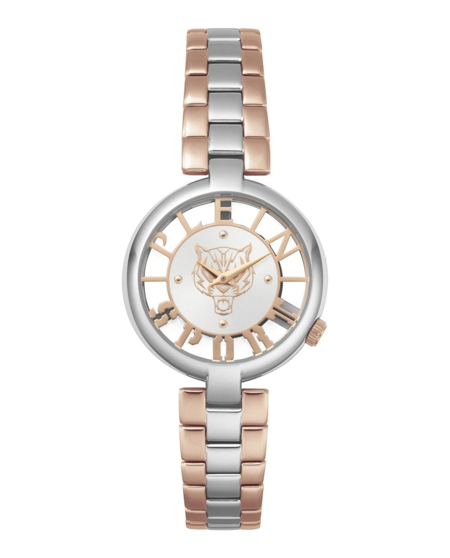 Plein Sport Tiger Motif Bracelet Watch With Two-Tone Case