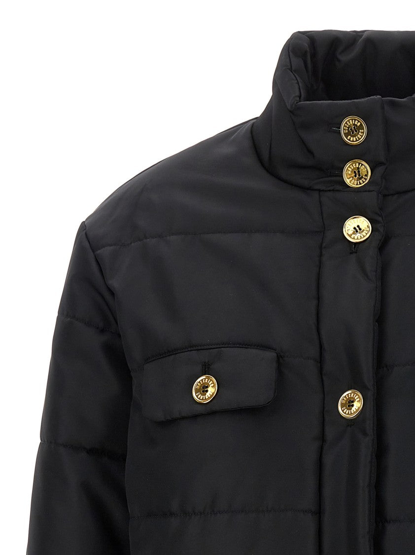 Moschino Padded Down Jacket With Gold Logo Button Closure