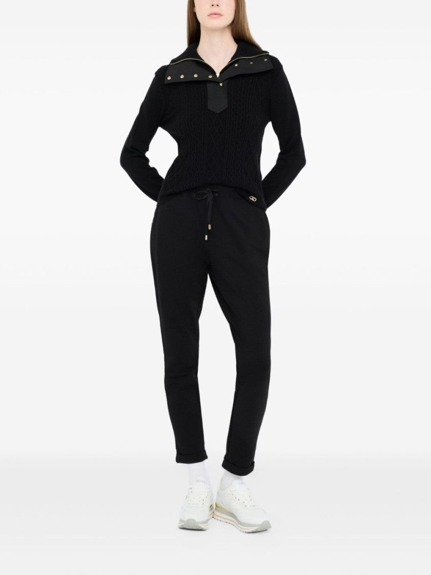 Liu Jo Classic Black Sweater With Round Neckline