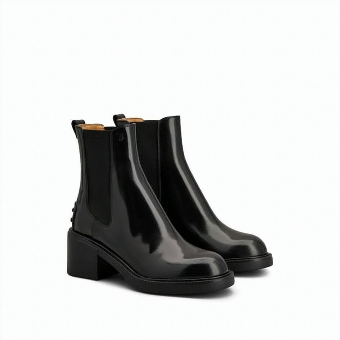 Tod's Polished Calf Leather Ankle Boots With Signature Studs