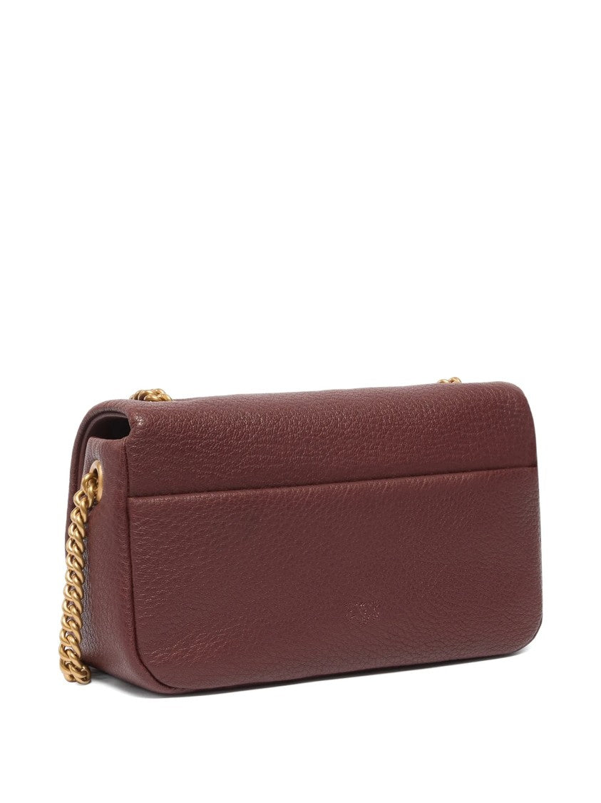 Pinko Textured Leather Handbag With Gold-Tone Chain Detail