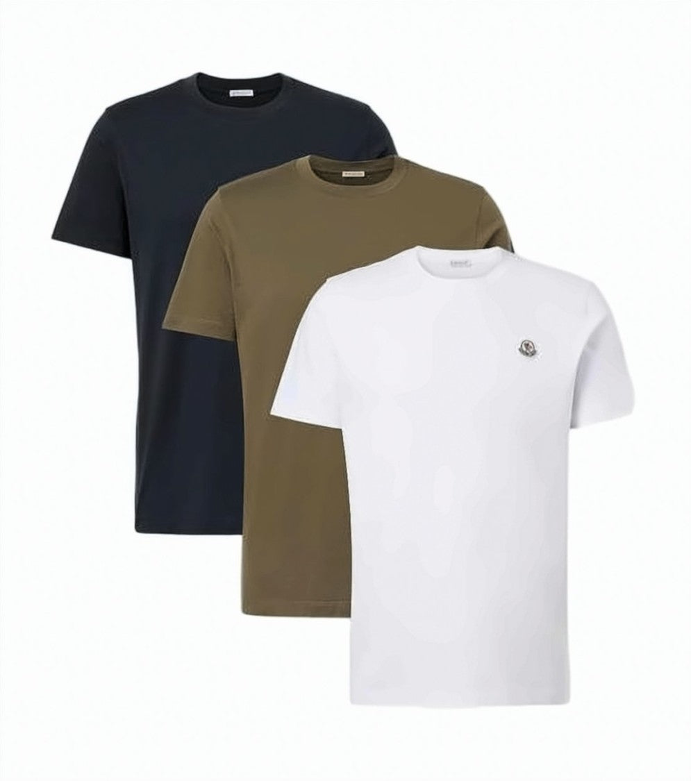 Moncler Short-Sleeve Crew Neck T-Shirt Set In Solid Colors