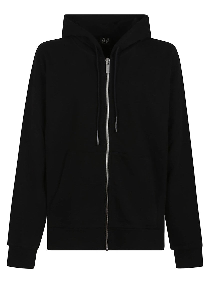 44 Label Group Classic Black Zip Hoodie With Contrasting Logo Print