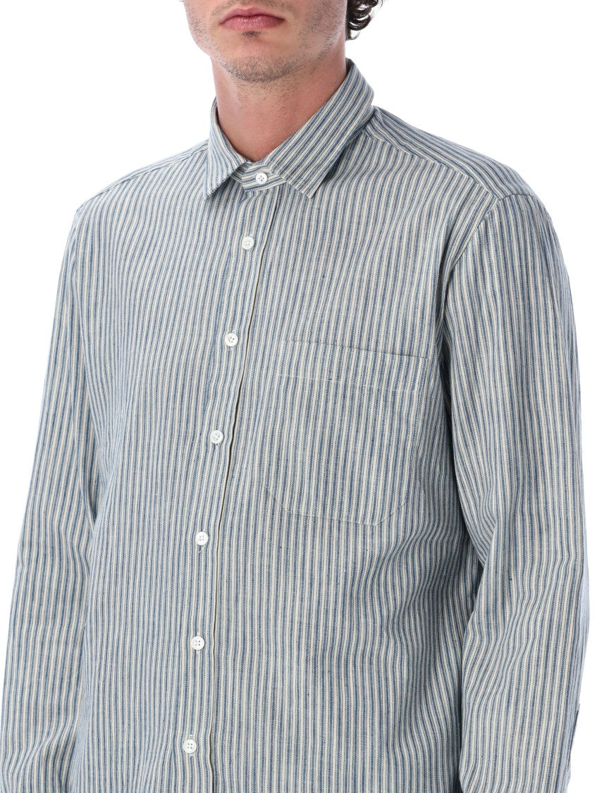 Salvatore Piccolo Tahiti White And Blue Cotton Stripe Shirt