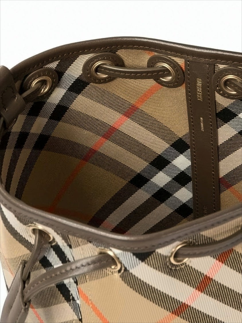Burberry Check Pattern Structured Bucket Shoulder Bag