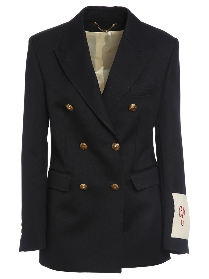 Golden Goose Blue Gold-Tone Buttons Wool Blazer