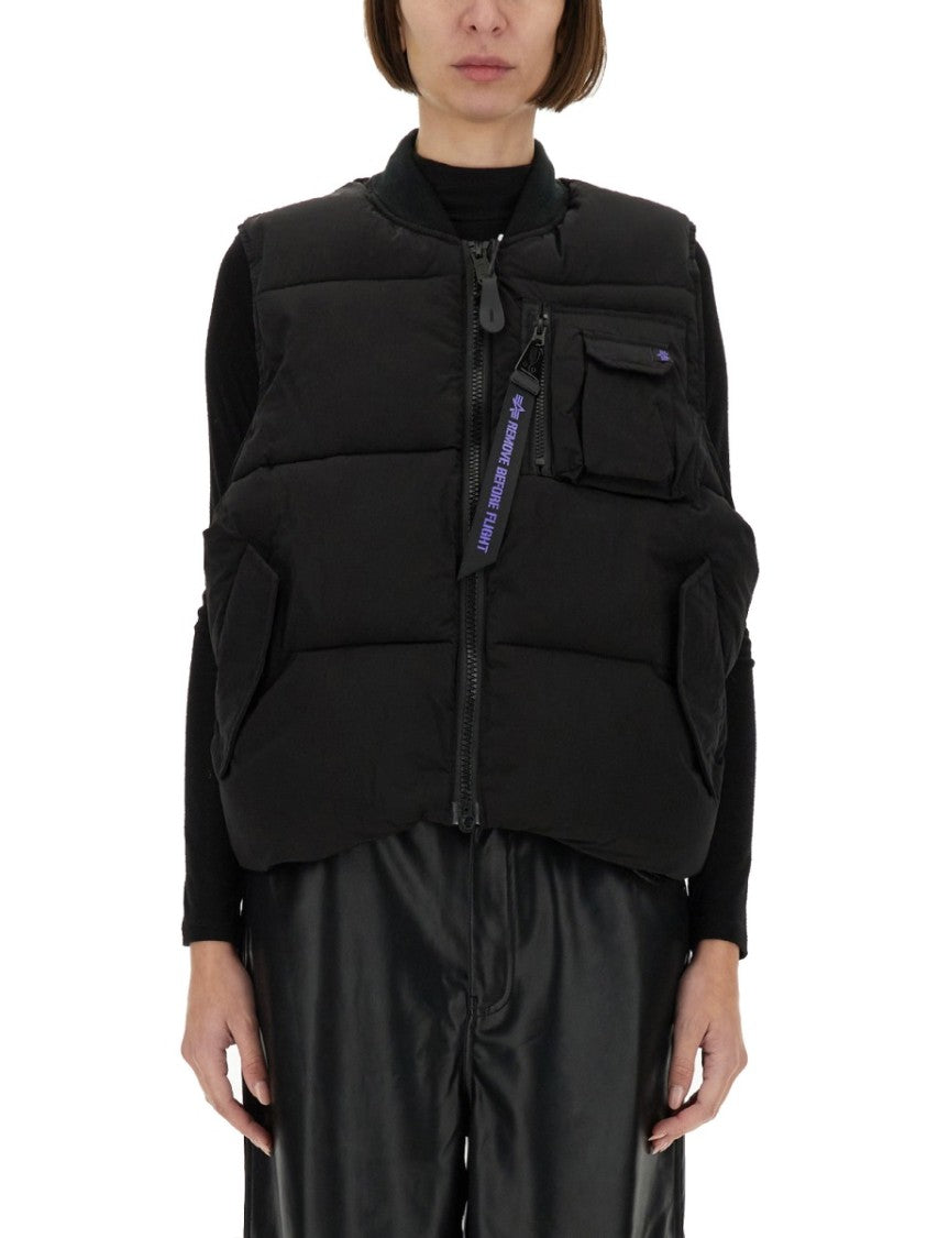 Alpha Industries Puffy Sleeveless Vest With High Collar